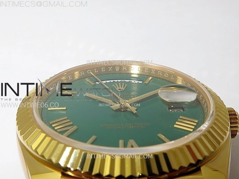 Day Date 228238 40mm 904L YG 1:1 AR+F Best Edition Green Dial Roman Markers on YG President Bracelet SA3255