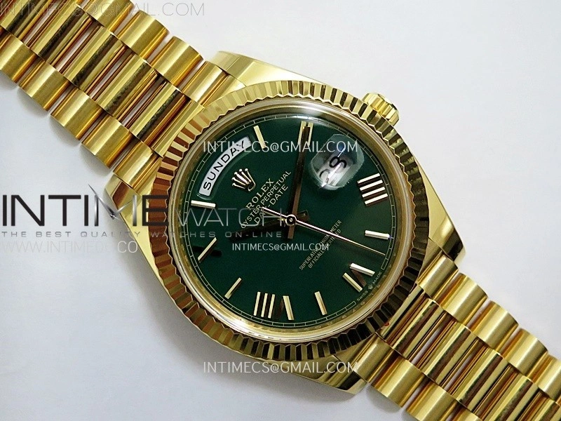 Day Date 228238 40mm 904L YG 1:1 AR+F Best Edition Green Dial Roman Markers on YG President Bracelet SA3255