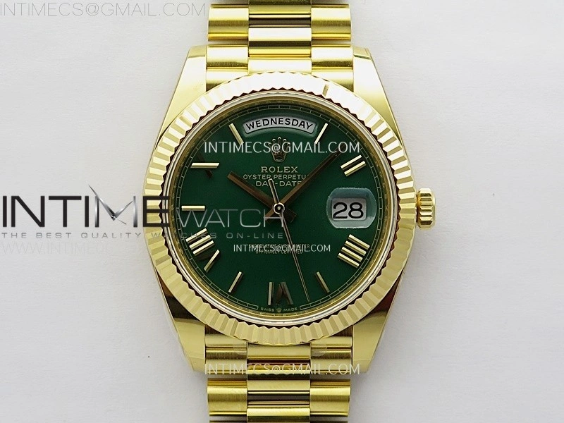 Day Date 228238 40mm 904L YG 1:1 AR+F Best Edition Green Dial Roman Markers on YG President Bracelet SA3255