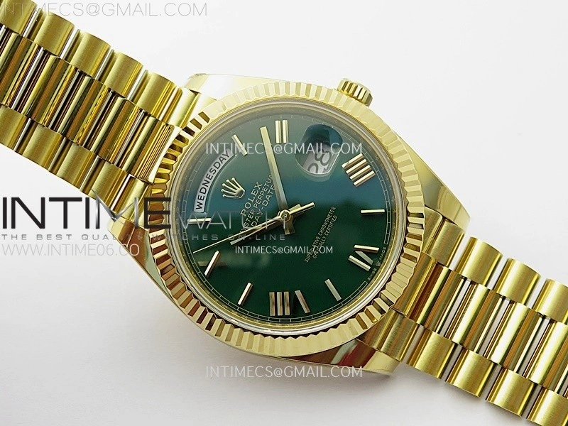 Day Date 228238 40mm 904L YG 1:1 AR+F Best Edition Green Dial Roman Markers on YG President Bracelet SA3255