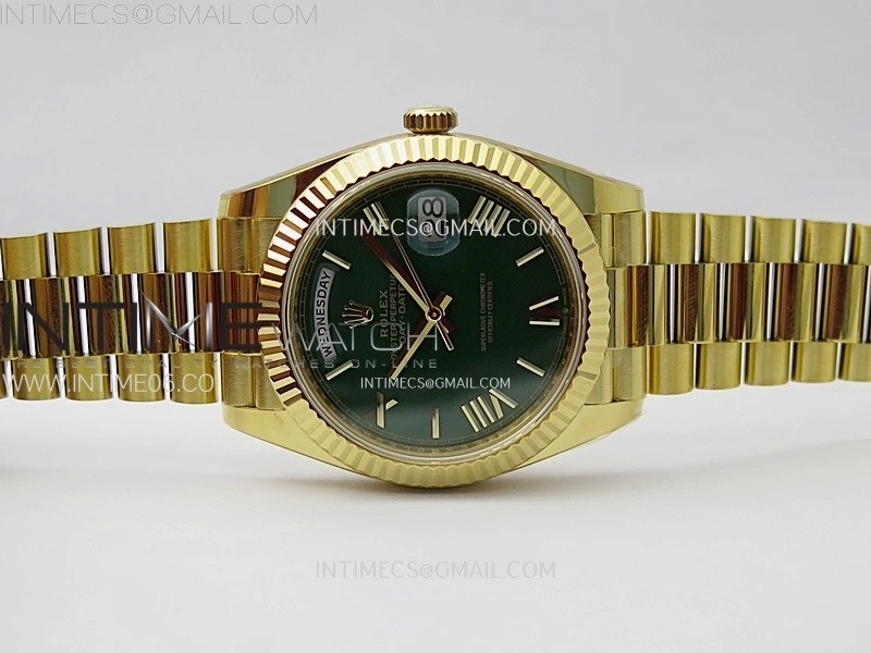 Day Date 228238 40mm 904L YG 1:1 AR+F Best Edition Green Dial Roman Markers on YG President Bracelet SA3255