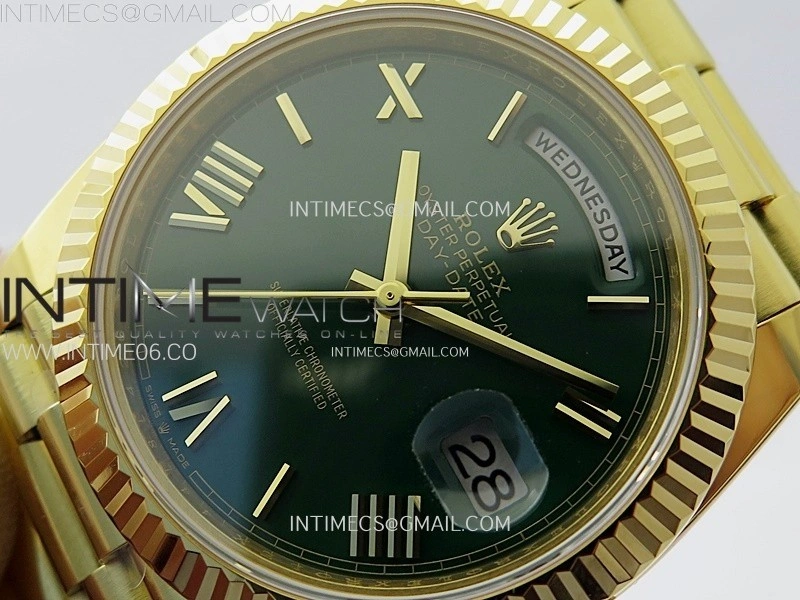 Day Date 228238 40mm 904L YG 1:1 AR+F Best Edition Green Dial Roman Markers on YG President Bracelet SA3255