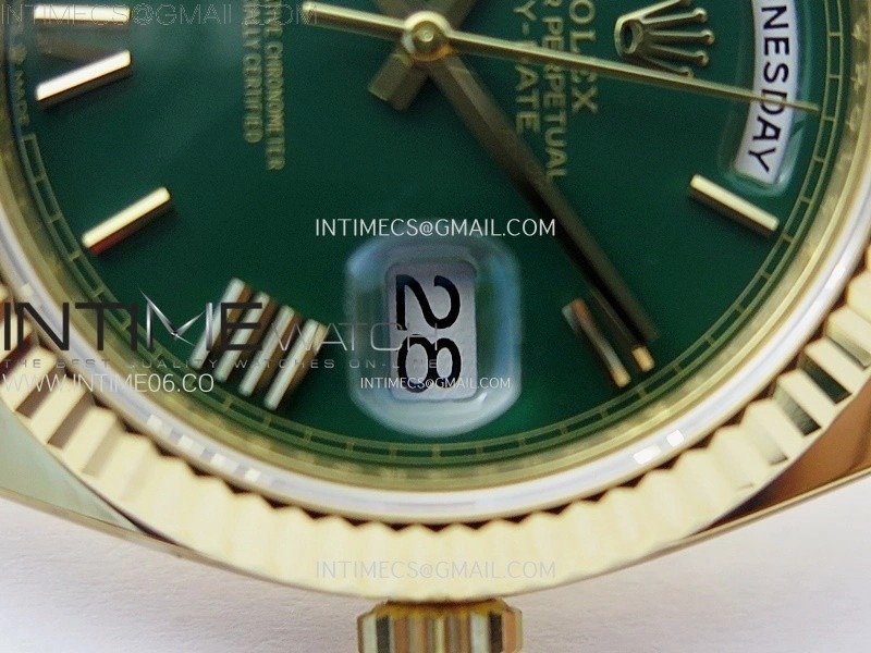 Day Date 228238 40mm 904L YG 1:1 AR+F Best Edition Green Dial Roman Markers on YG President Bracelet SA3255