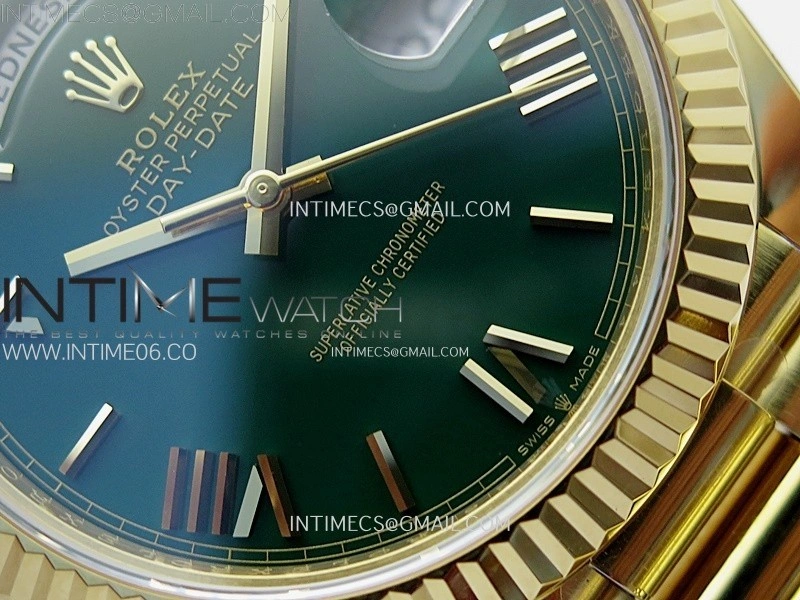 Day Date 228238 40mm 904L YG 1:1 AR+F Best Edition Green Dial Roman Markers on YG President Bracelet SA3255