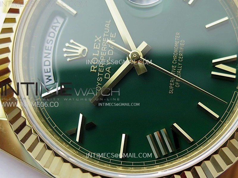 Day Date 228238 40mm 904L YG 1:1 AR+F Best Edition Green Dial Roman Markers on YG President Bracelet SA3255