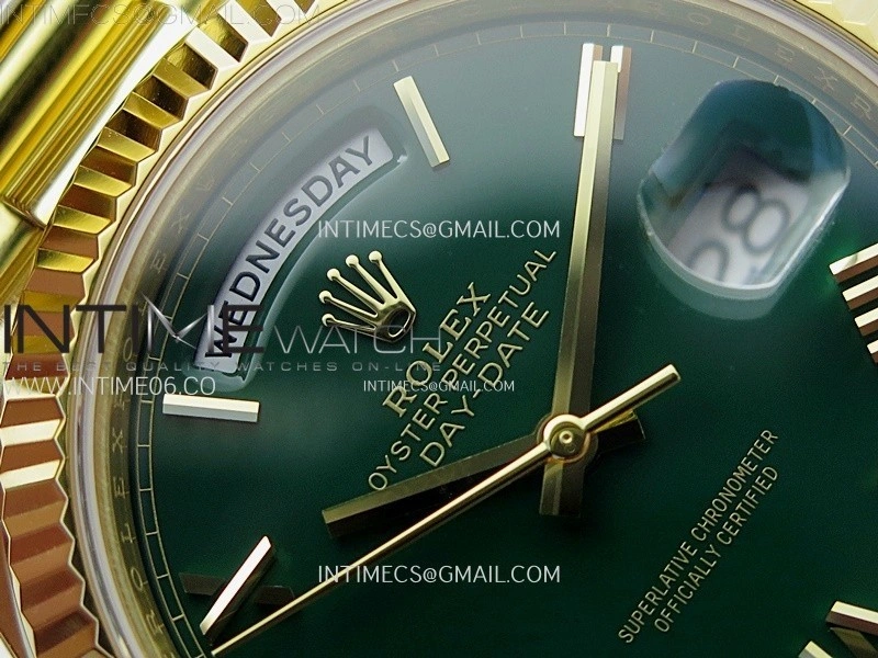 Day Date 228238 40mm 904L YG 1:1 AR+F Best Edition Green Dial Roman Markers on YG President Bracelet SA3255