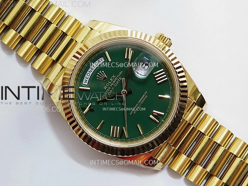 Day Date 228238 40mm 904L YG 1:1 AR+F Best Edition Green Dial Roman Markers on YG President Bracelet SA3255
