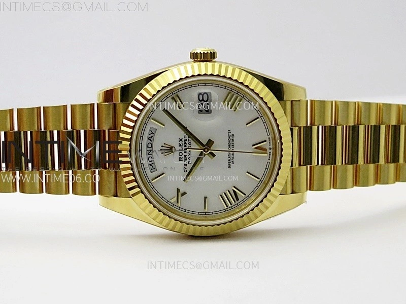 Day Date 228238 40mm 904L YG 1:1 AR+F Best Edition White Dial Roman Markers on YG President Bracelet SA3255