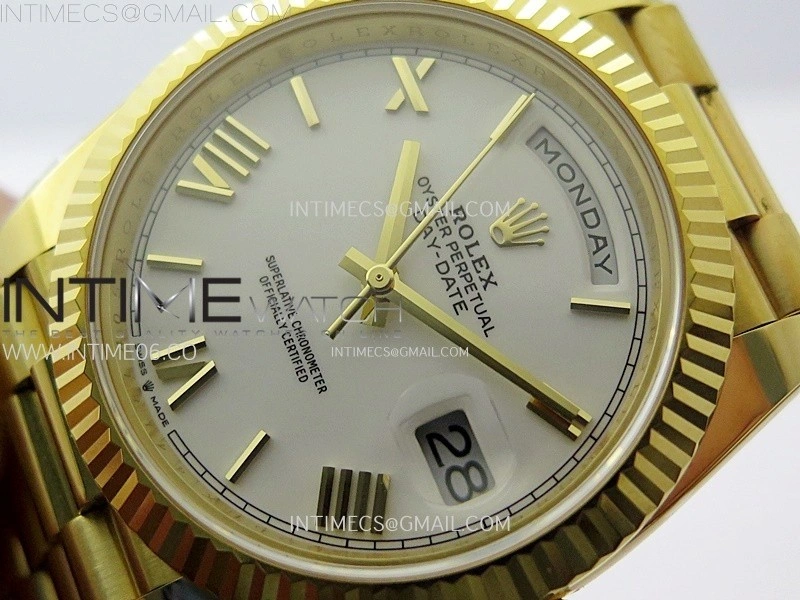 Day Date 228238 40mm 904L YG 1:1 AR+F Best Edition White Dial Roman Markers on YG President Bracelet SA3255