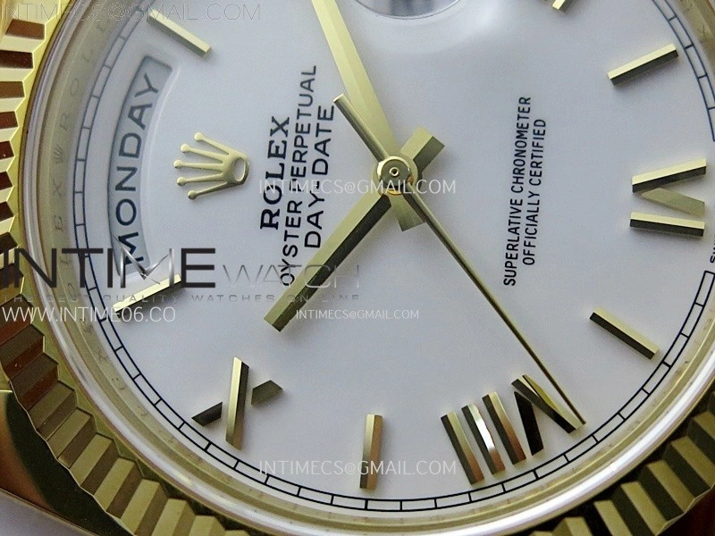 Day Date 228238 40mm 904L YG 1:1 AR+F Best Edition White Dial Roman Markers on YG President Bracelet SA3255