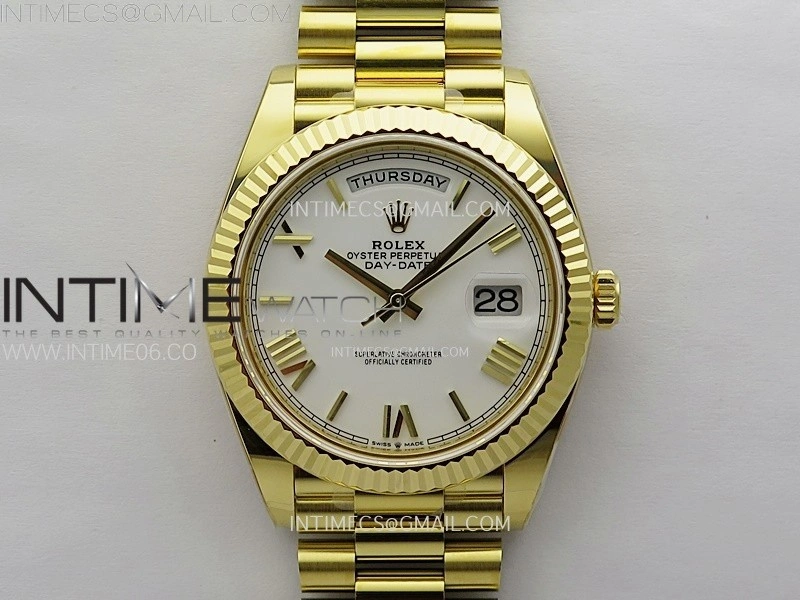 Day Date 228238 40mm 904L YG 1:1 AR+F Best Edition White Dial Roman Markers on YG President Bracelet SA3255