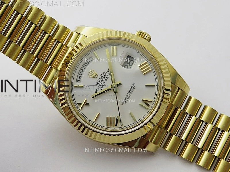 Day Date 228238 40mm 904L YG 1:1 AR+F Best Edition White Dial Roman Markers on YG President Bracelet SA3255