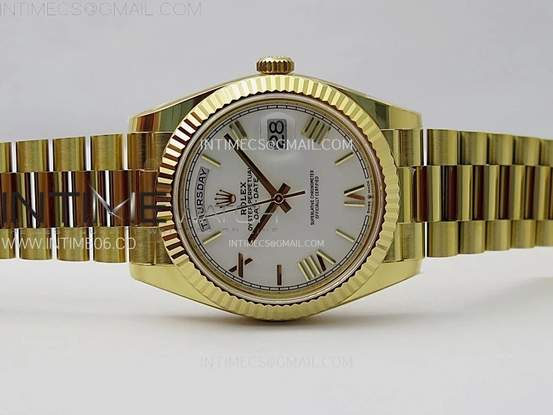 Day Date 228238 40mm 904L YG 1:1 AR+F Best Edition White Dial Roman Markers on YG President Bracelet SA3255