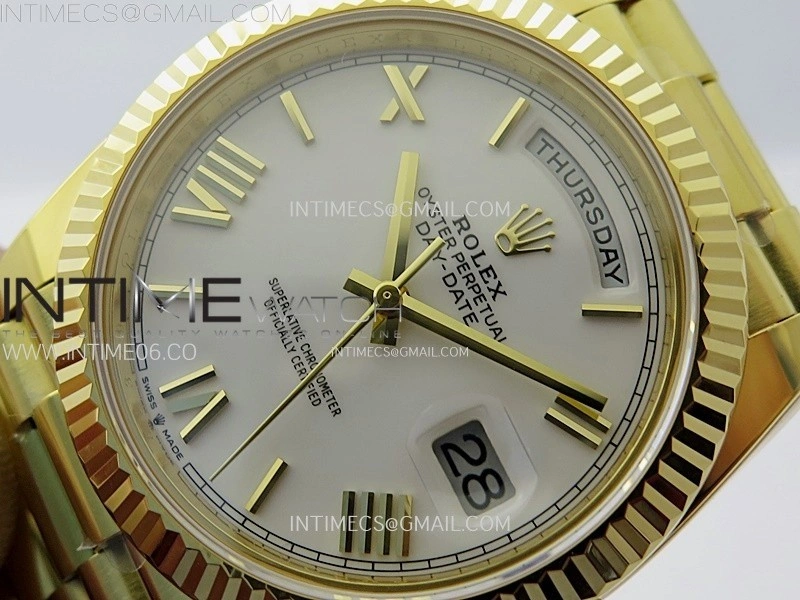 Day Date 228238 40mm 904L YG 1:1 AR+F Best Edition White Dial Roman Markers on YG President Bracelet SA3255