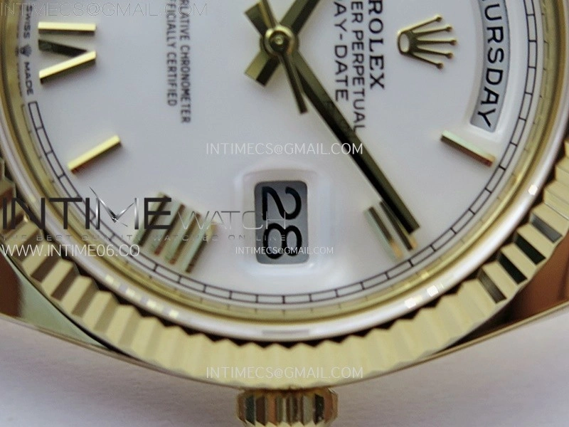 Day Date 228238 40mm 904L YG 1:1 AR+F Best Edition White Dial Roman Markers on YG President Bracelet SA3255