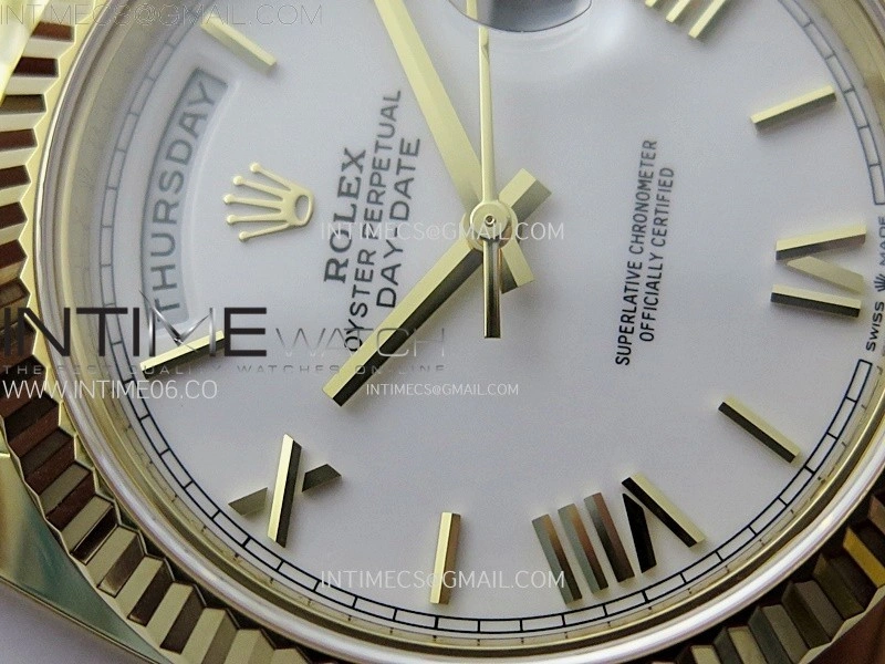 Day Date 228238 40mm 904L YG 1:1 AR+F Best Edition White Dial Roman Markers on YG President Bracelet SA3255