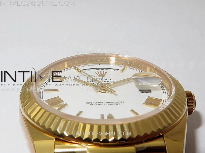 Day Date 228238 40mm 904L YG 1:1 AR+F Best Edition White Dial Roman Markers on YG President Bracelet SA3255