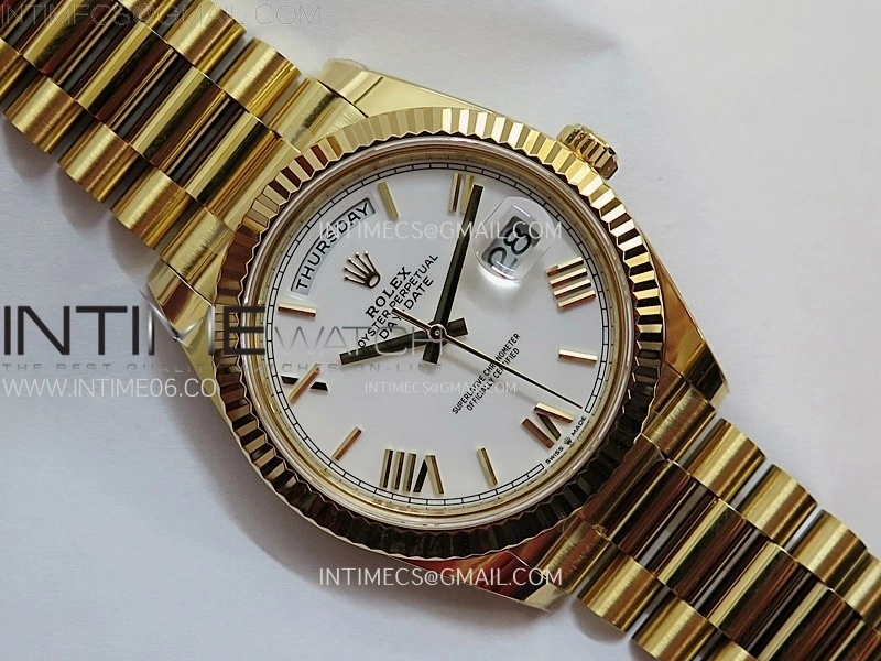Day Date 228238 40mm 904L YG 1:1 AR+F Best Edition White Dial Roman Markers on YG President Bracelet SA3255