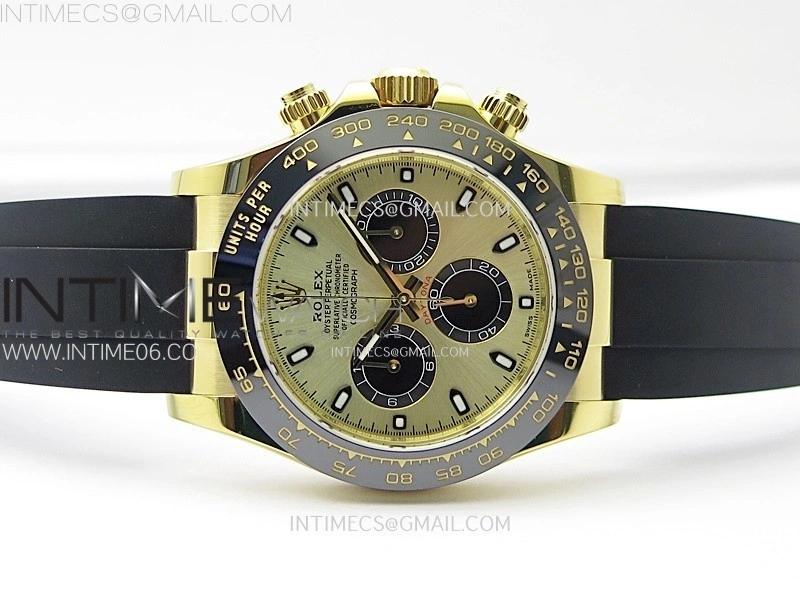Daytona 116518 YG APSF 1:1 Best Edition YG Dial Black Subdail on Oysterflex Rubber Strap SH4130