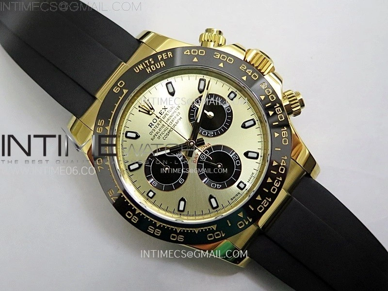 Daytona 116518 YG APSF 1:1 Best Edition YG Dial Black Subdail on Oysterflex Rubber Strap SH4130