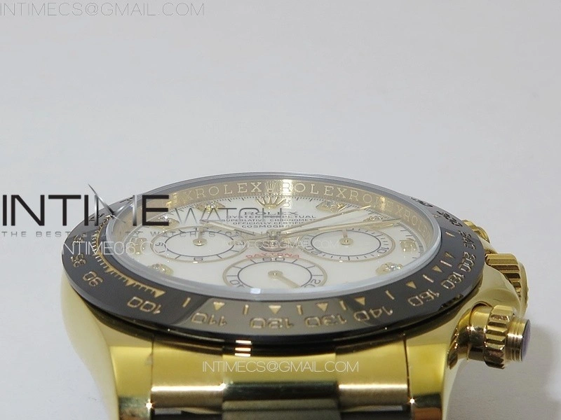 Daytona 116518LN YG APSF Best Edition White MOP Dial Crystals Markers On Rubber Strap Slim A7750