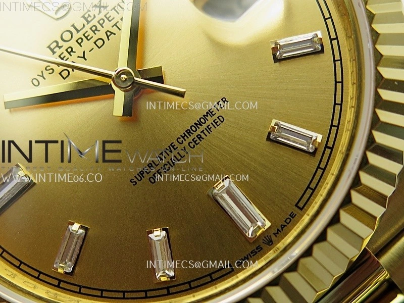 Day Date 228238 40mm YG KF 1:1 Best Edition Gold Dial Crystal Markers On RG President Bracelet SA3255