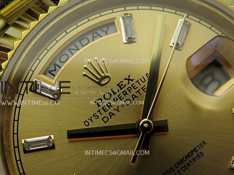 Day Date 228238 40mm YG KF 1:1 Best Edition Gold Dial Crystal Markers On RG President Bracelet SA3255