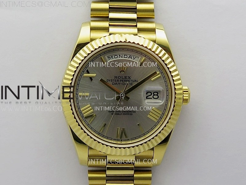 Day Date 228238 40mm YG KF 1:1 Best Edition Silver Dial Roman Markers On RG President Bracelet SA3255