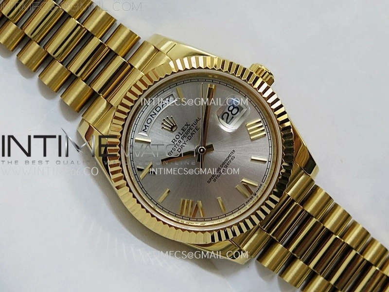Day Date 228238 40mm YG KF 1:1 Best Edition Silver Dial Roman Markers On RG President Bracelet SA3255