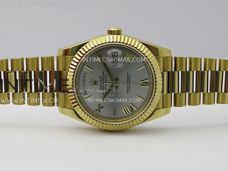 Day Date 228238 40mm YG KF 1:1 Best Edition Silver Dial Roman Markers On RG President Bracelet SA3255