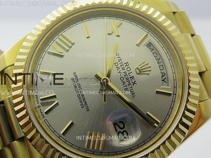 Day Date 228238 40mm YG KF 1:1 Best Edition Silver Dial Roman Markers On RG President Bracelet SA3255