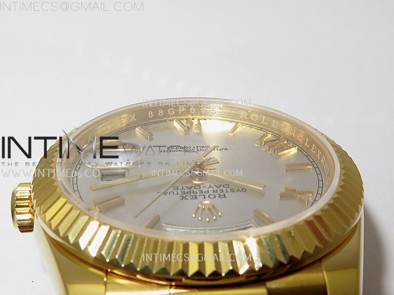 Day Date 228238 40mm YG KF 1:1 Best Edition Silver Dial Roman Markers On RG President Bracelet SA3255