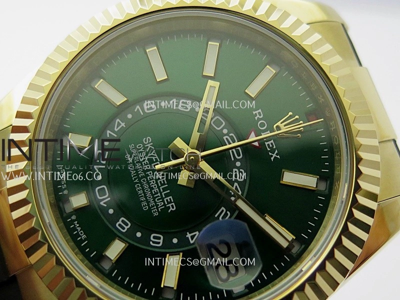 Sky-Dweller 326238 904L YG Noob 1:1 Best Edition Green Dial On Oysterflex Rubber Strap Asian 23J to 9001