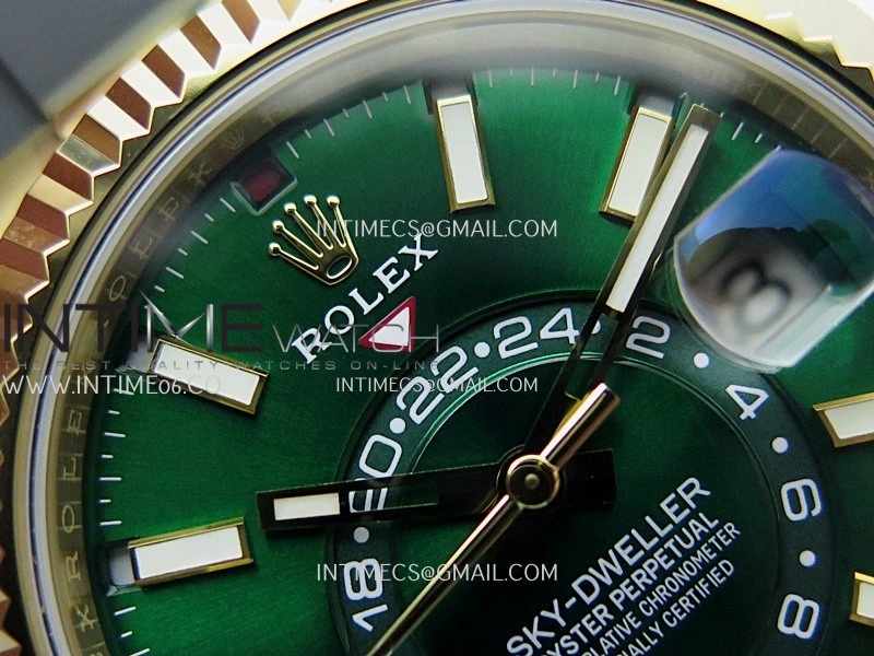 Sky-Dweller 326238 904L YG Noob 1:1 Best Edition Green Dial On Oysterflex Rubber Strap Asian 23J to 9001
