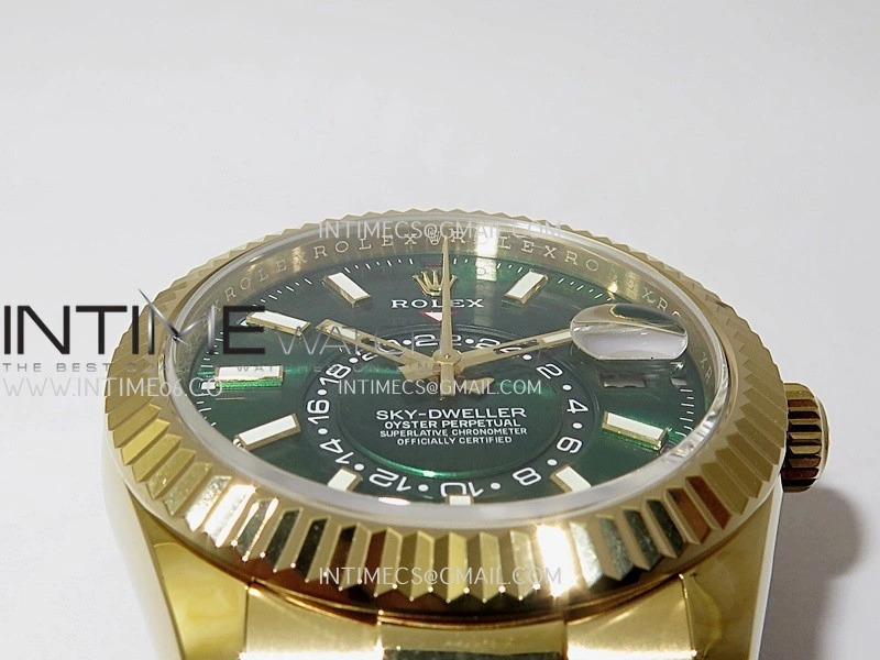 Sky-Dweller 326238 904L YG Noob 1:1 Best Edition Green Dial On Oysterflex Rubber Strap Asian 23J to 9001