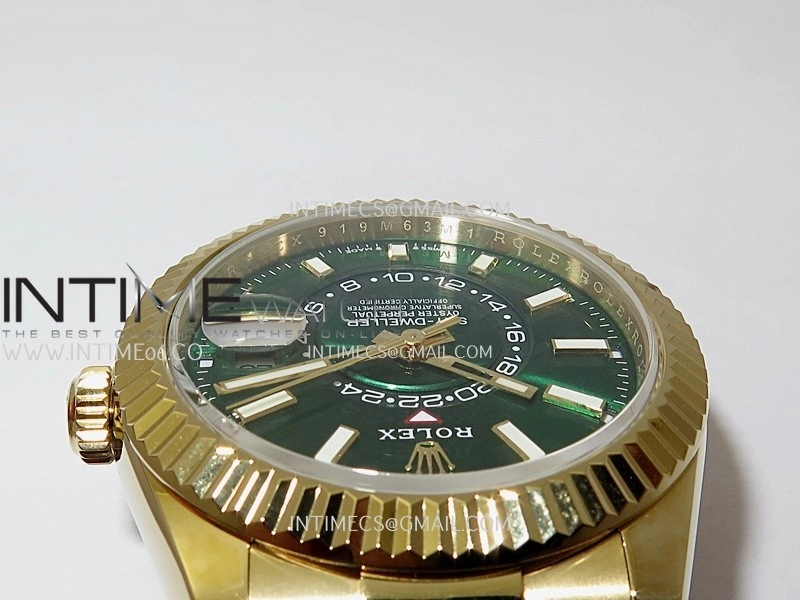 Sky-Dweller 326238 904L YG Noob 1:1 Best Edition Green Dial On Oysterflex Rubber Strap Asian 23J to 9001