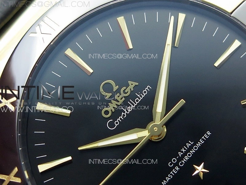 Constellation 41mm YG Black Ceramic Bezel VSF 1:1 Best Edition Black Dial on Black Gummy Strap A8900