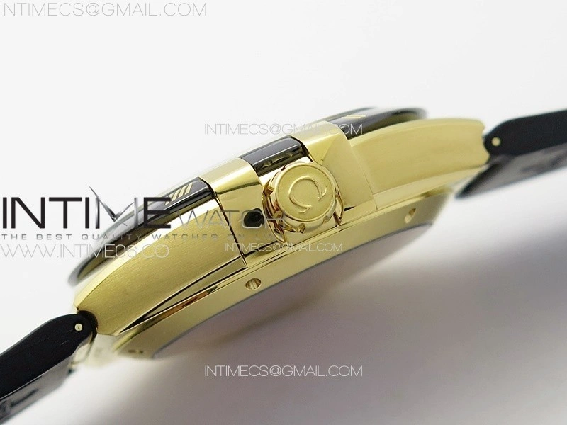 Constellation 41mm YG Black Ceramic Bezel VSF 1:1 Best Edition Black Dial on Black Gummy Strap A8900