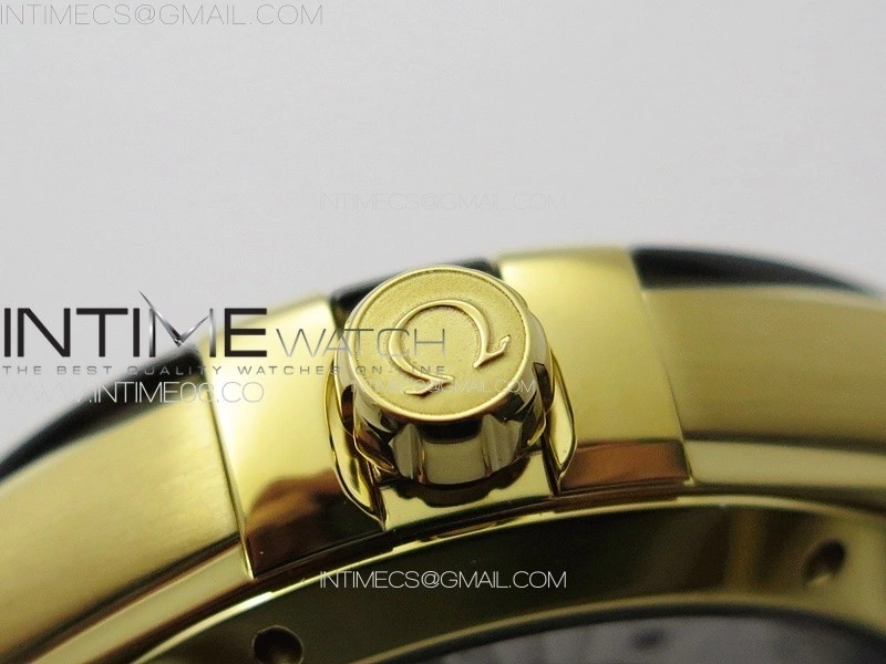 Constellation 41mm YG Black Ceramic Bezel VSF 1:1 Best Edition Black Dial on Black Gummy Strap A8900
