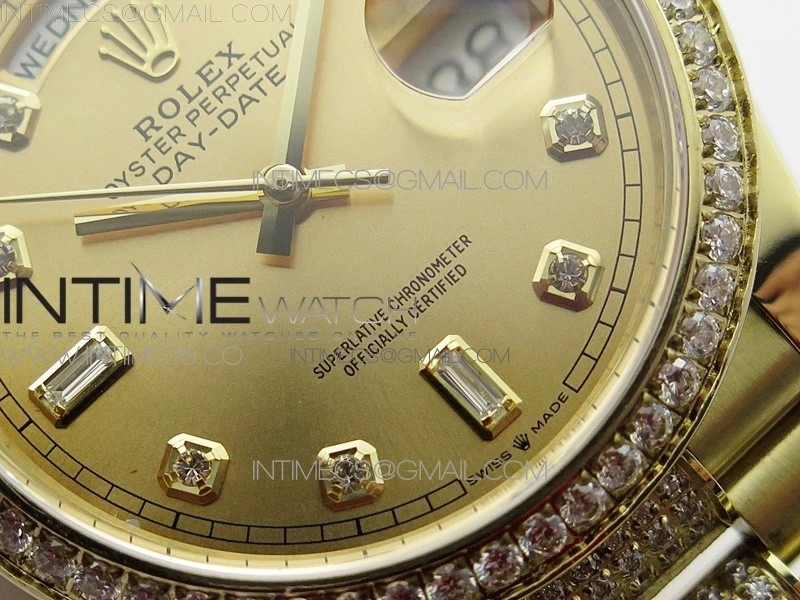 Day-Date 36 128235 YG Crystal BP Best Edition YG Crystal Marker Dial on YG President Bracelet A2836