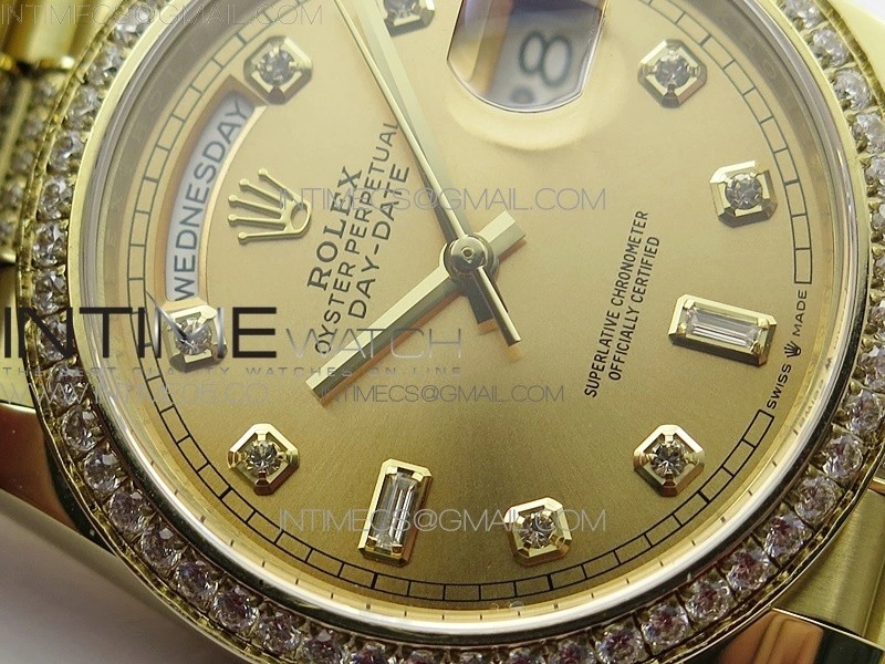 Day-Date 36 128235 YG Crystal BP Best Edition YG Crystal Marker Dial on YG President Bracelet A2836