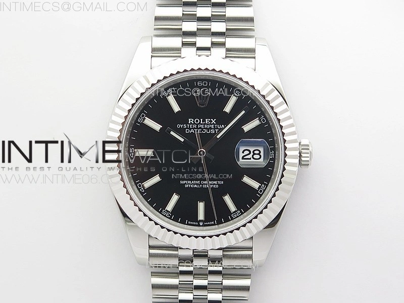 DateJust 41 126334 ZF 1:1 Best Edition 904L Steel Black Dial Stick Marker on Jubilee Bracelet A2824