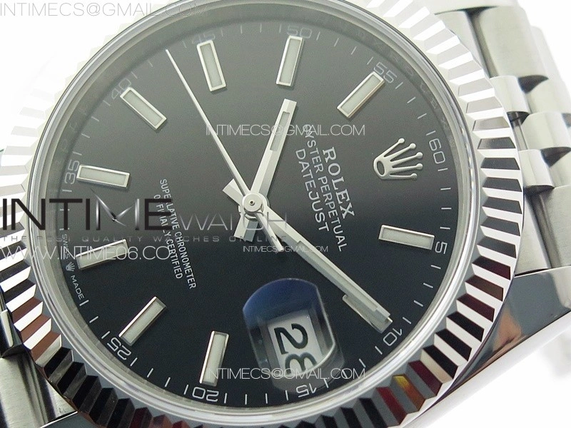 DateJust 41 126334 ZF 1:1 Best Edition 904L Steel Black Dial Stick Marker on Jubilee Bracelet A2824