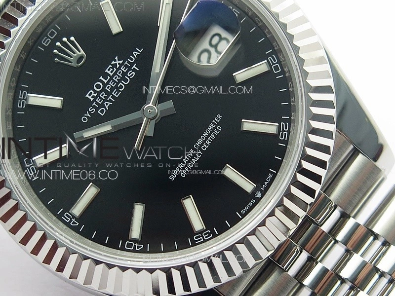 DateJust 41 126334 ZF 1:1 Best Edition 904L Steel Black Dial Stick Marker on Jubilee Bracelet A2824