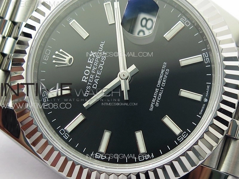DateJust 41 126334 ZF 1:1 Best Edition 904L Steel Black Dial Stick Marker on Jubilee Bracelet A2824