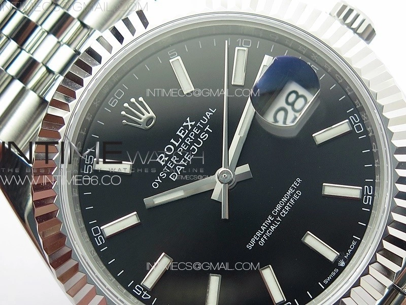 DateJust 41 126334 ZF 1:1 Best Edition 904L Steel Black Dial Stick Marker on Jubilee Bracelet A2824