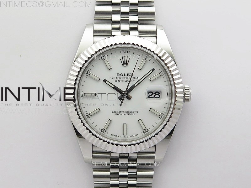 DateJust 41 126334 ZF 1:1 Best Edition 904L Steel White Dial Stick Marker on Jubilee Bracelet A2824