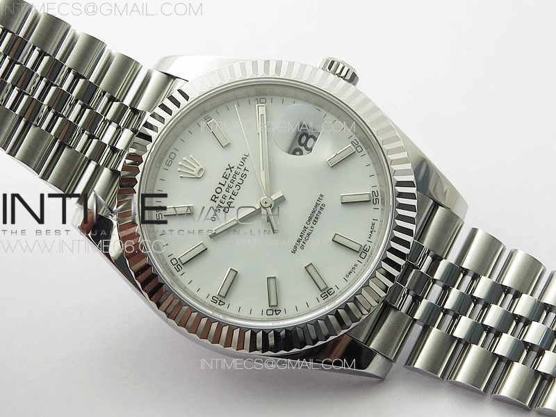 DateJust 41 126334 ZF 1:1 Best Edition 904L Steel White Dial Stick Marker on Jubilee Bracelet A2824