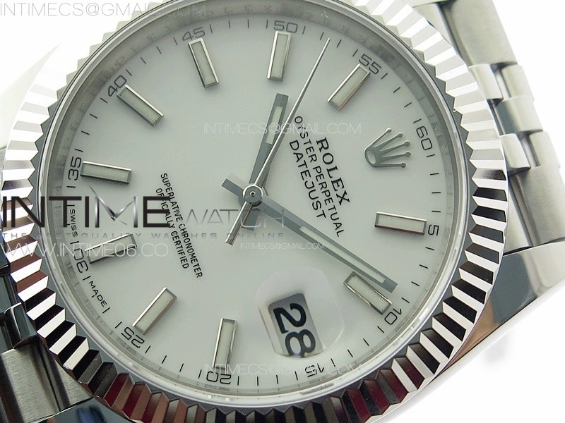 DateJust 41 126334 ZF 1:1 Best Edition 904L Steel White Dial Stick Marker on Jubilee Bracelet A2824