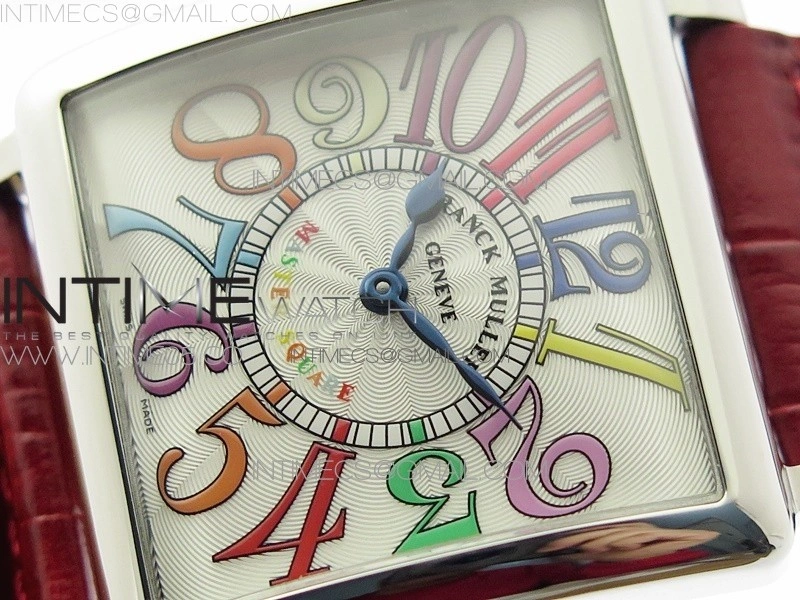 Master Square SS Ladies ZF 1:1 Best Edition White Colorful Arabic Dial on Red Leather Strap Ronda Quartz